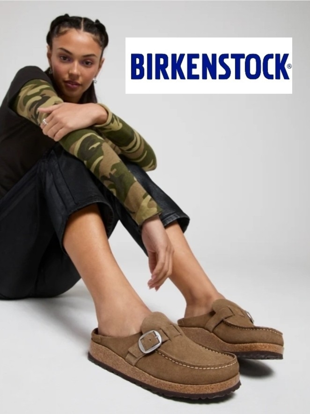 Birkenstock Men's Tan Suede Buckle-Accent Clog Mule